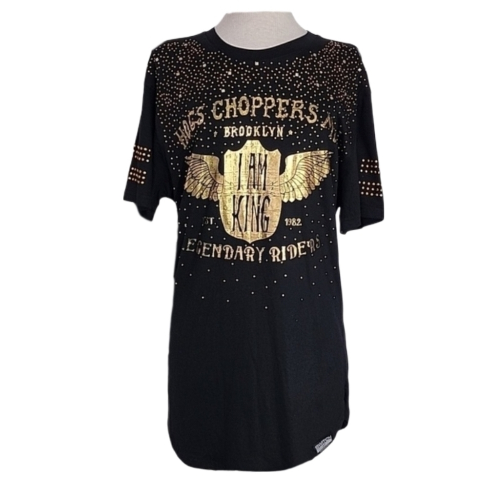 Switch Remarkable Shirt Hogs Choppers I Am King Gold Graphic Black Size  L